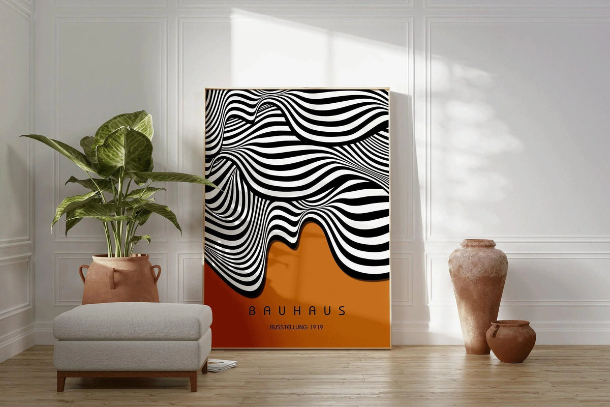 Affiche d'art Vagues Bauhaus : Décoration intérieure moderne du milieu du siècle (Disponible encadrée)