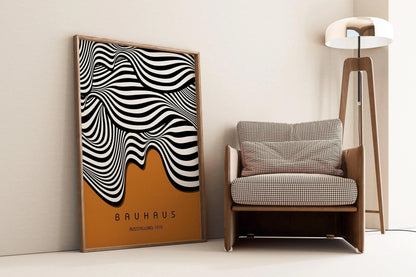 Affiche d'art Vagues Bauhaus : Décoration intérieure moderne du milieu du siècle (Disponible encadrée)