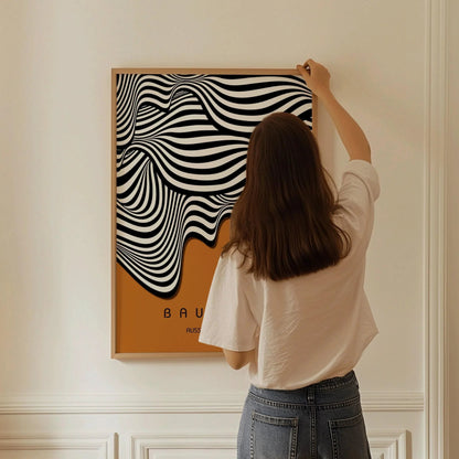 Affiche d'art Vagues Bauhaus : Décoration intérieure moderne du milieu du siècle (Disponible encadrée)
