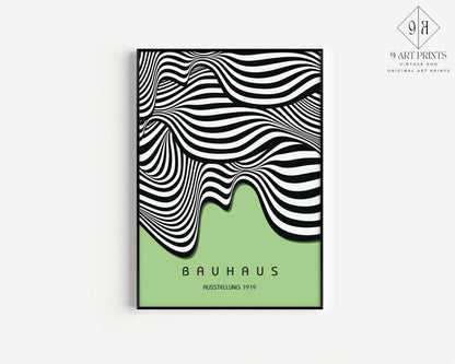 Affiche d'art Bauhaus Waves : Poster Giclée Moderne du Milieu du Siècle