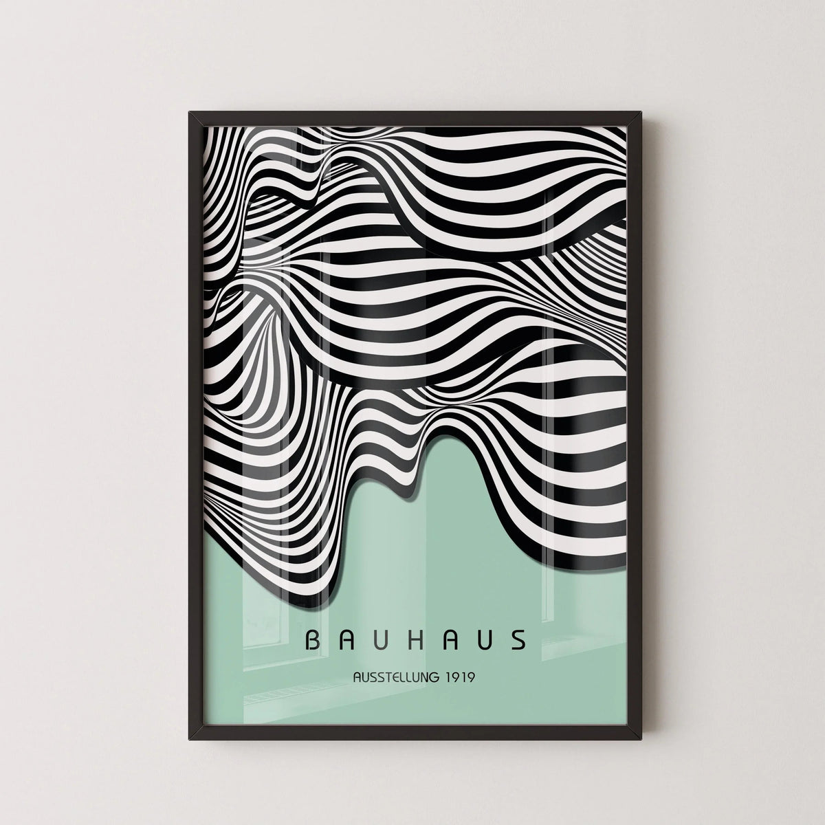 Affiche d'art Bauhaus Waves : Poster moderne du milieu du siècle vert menthe