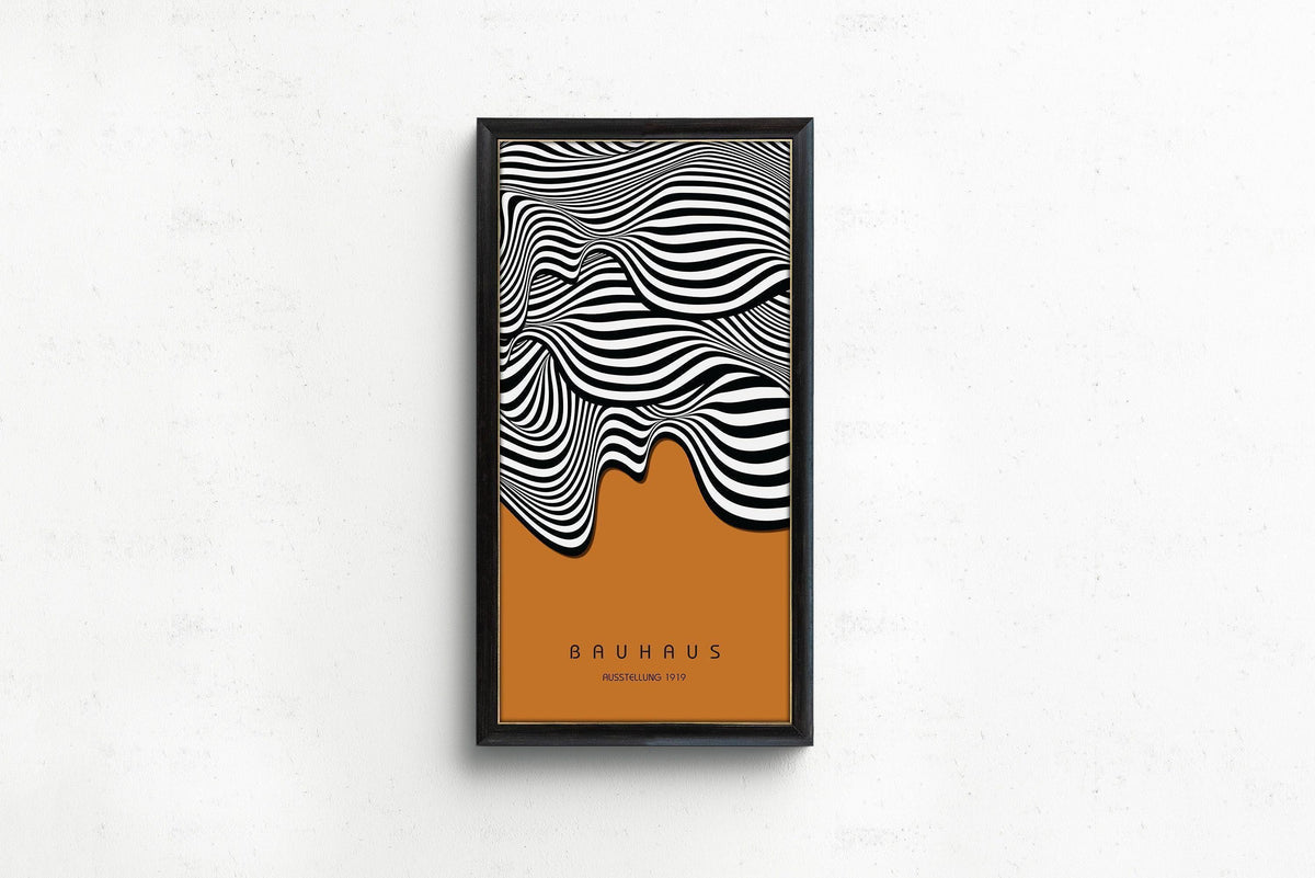 Impression d'art Bauhaus Vagues Ocre : Giclée Moderne du Milieu du Siècle