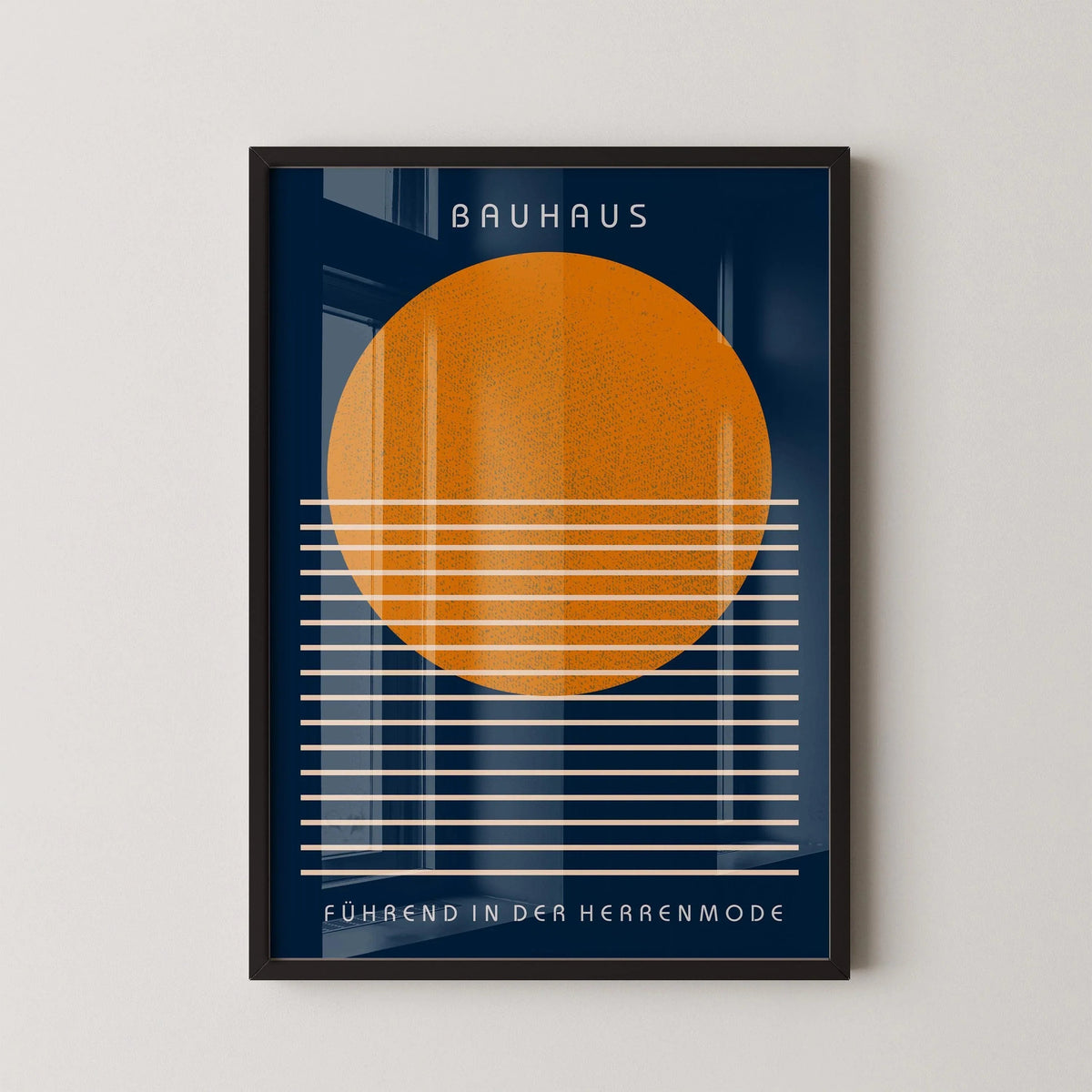 Bauhaus Art Print: Navy Blue and Orange Mid-Century Modern Giclee