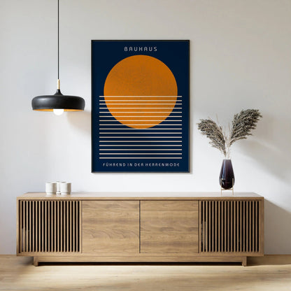 Bauhaus Art Print: Navy Blue and Orange Mid-Century Modern Giclee