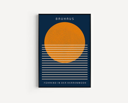 Bauhaus Art Print: Navy Blue and Orange Mid-Century Modern Giclee