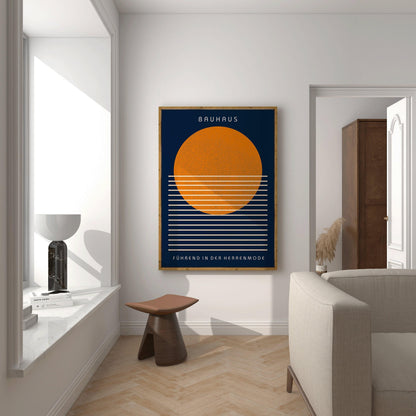 Bauhaus Art Print: Navy Blue and Orange Mid-Century Modern Giclee