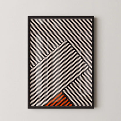 Affiche Bauhaus - Imprimé à rayures | Impression d'art moderne du milieu du siècle (disponible encadrée à la main ou non encadrée)