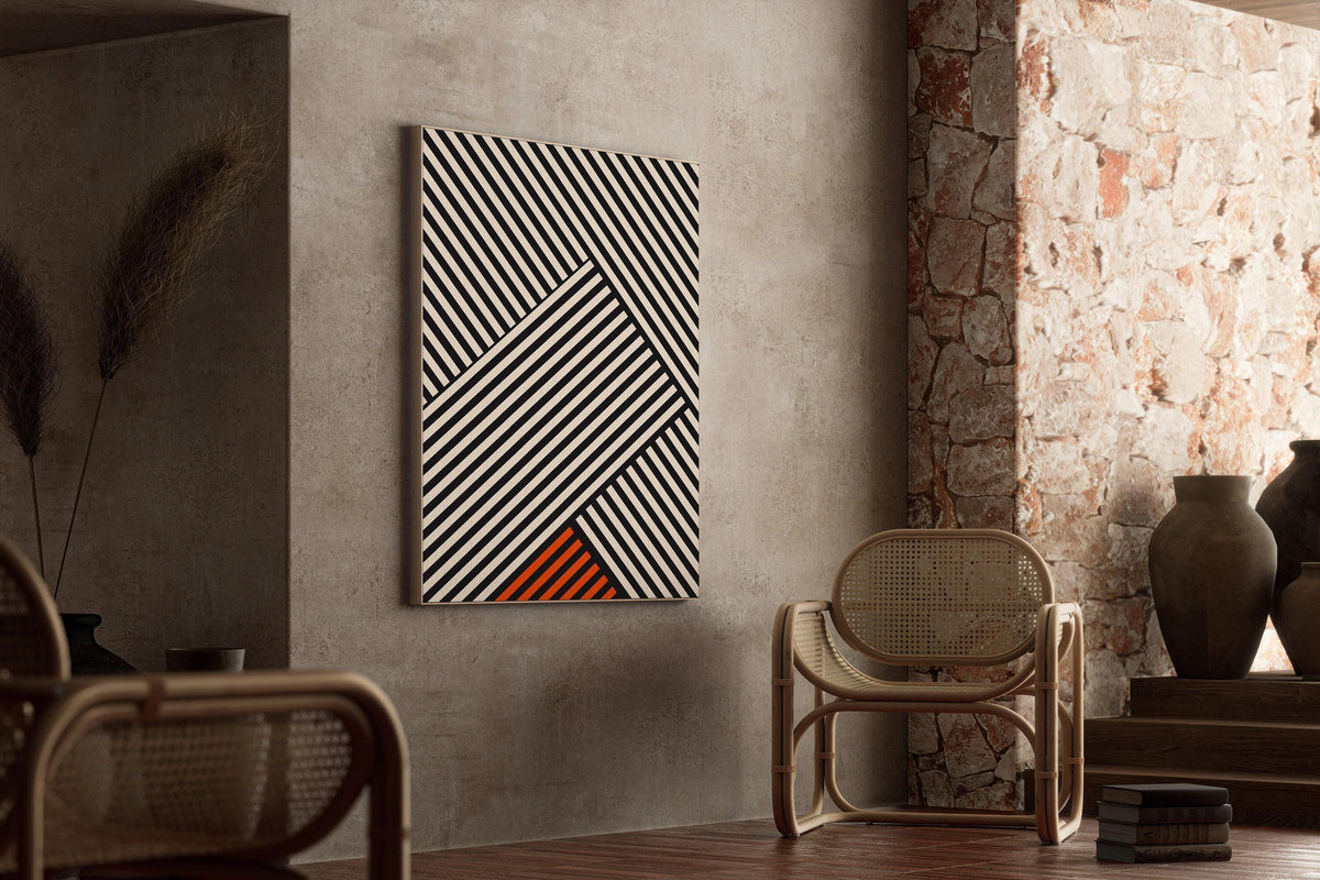 Affiche Bauhaus - Imprimé à rayures | Impression d'art moderne du milieu du siècle (disponible encadrée à la main ou non encadrée)