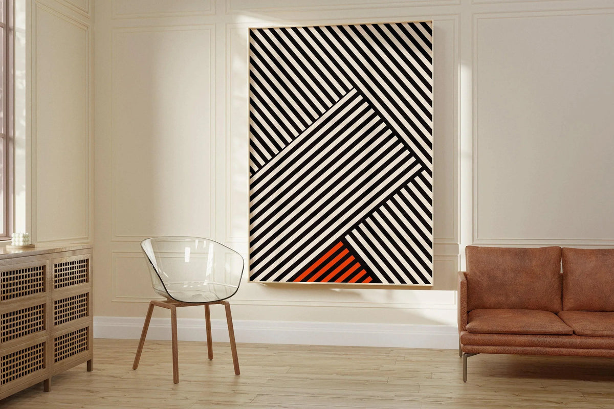 Affiche Bauhaus - Imprimé à rayures | Impression d'art moderne du milieu du siècle (disponible encadrée à la main ou non encadrée)