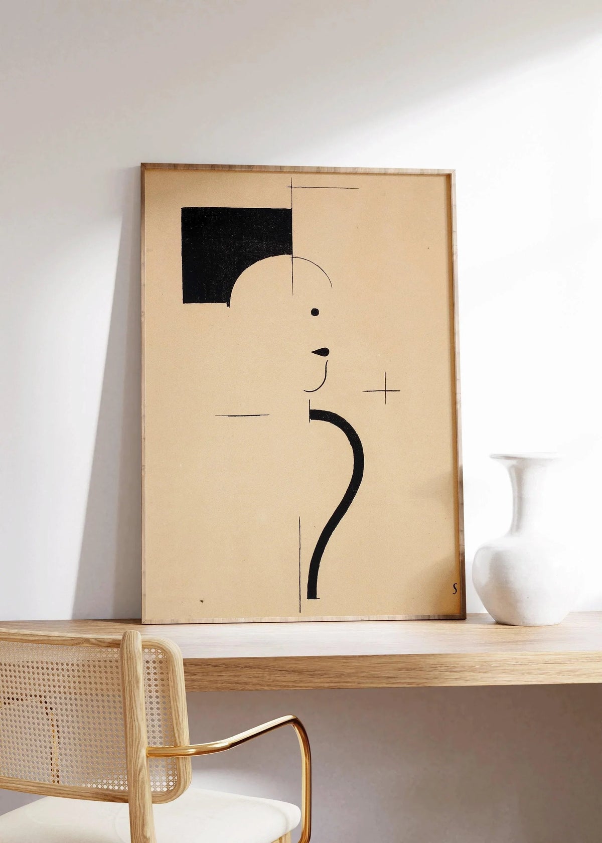 Impression d'Art Bauhaus : Impression Giclée Moderne Mid-Century Noir Beige