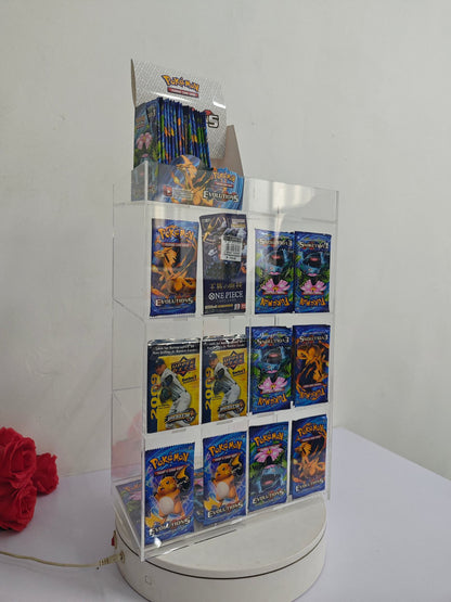 Présentoir en acrylique EVORETRO pour les packs distributeurs de boosters – Présentoir de comptoir avec étagère supérieure