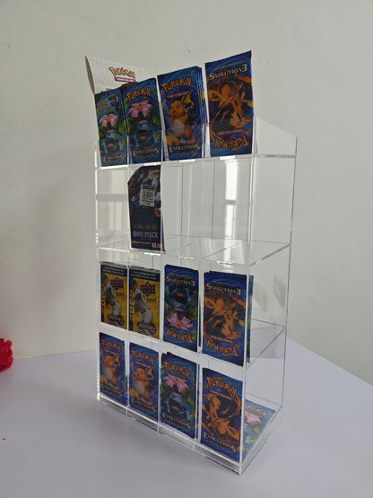 Présentoir en acrylique EVORETRO pour les packs distributeurs de boosters – Présentoir de comptoir avec étagère supérieure
