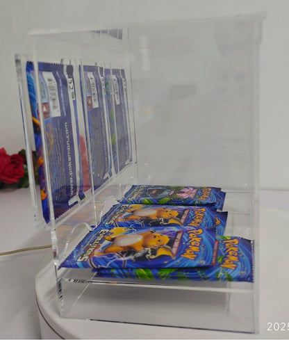 Présentoir en acrylique EVORETRO pour les packs distributeurs de boosters – Présentoir de comptoir avec étagère supérieure