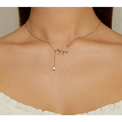 Magnifique collier chat en argent sterling 925 | Élégant pendentif ras-du-cou Scn232 en 3 couleurs