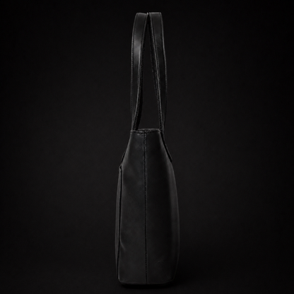 Classic Black Leather Tote Bag