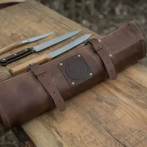 WITLOFT - Rangement de couteaux en cuir fait main (5 compartiments)