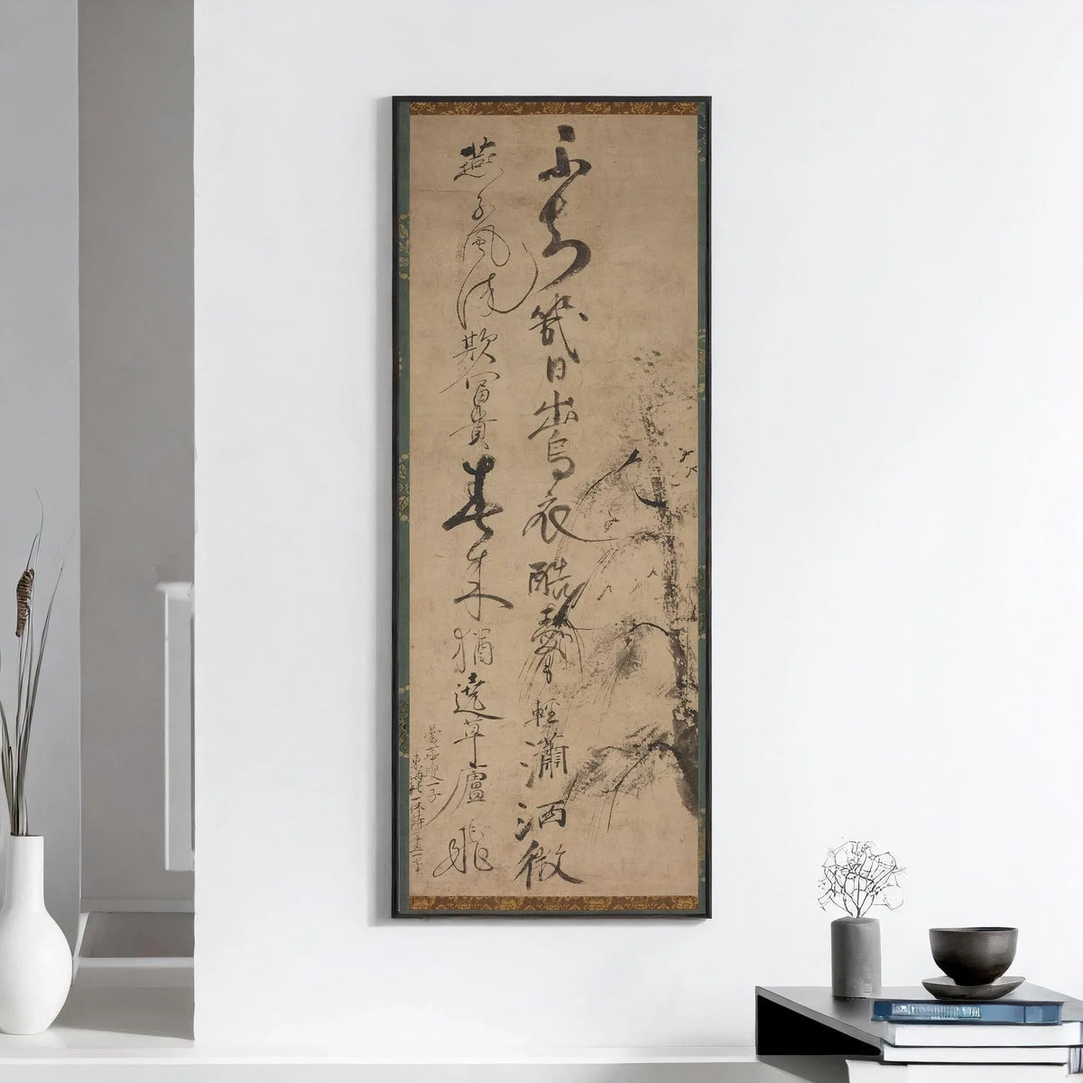 Estampe calligraphique Ikkyū Sōjun : Saule et hirondelles, Giclée d'art