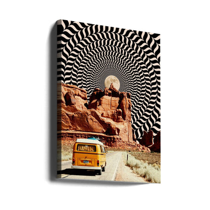 Surreal Desert Road Trip Optical Collage Canvas Wall Art | The Real Road Trip