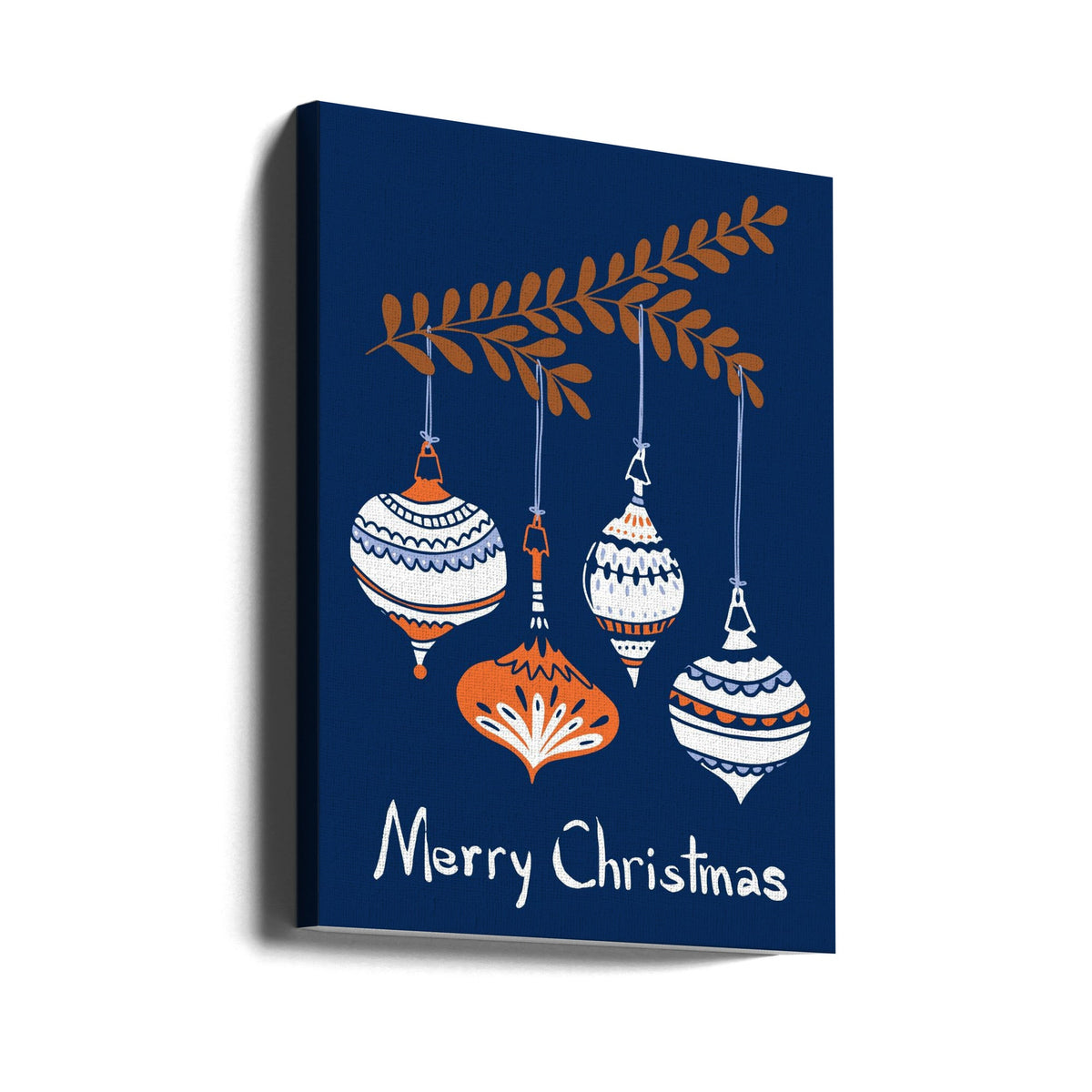 Wall art Cheerful little Christmas baubles blue Canvas Print
