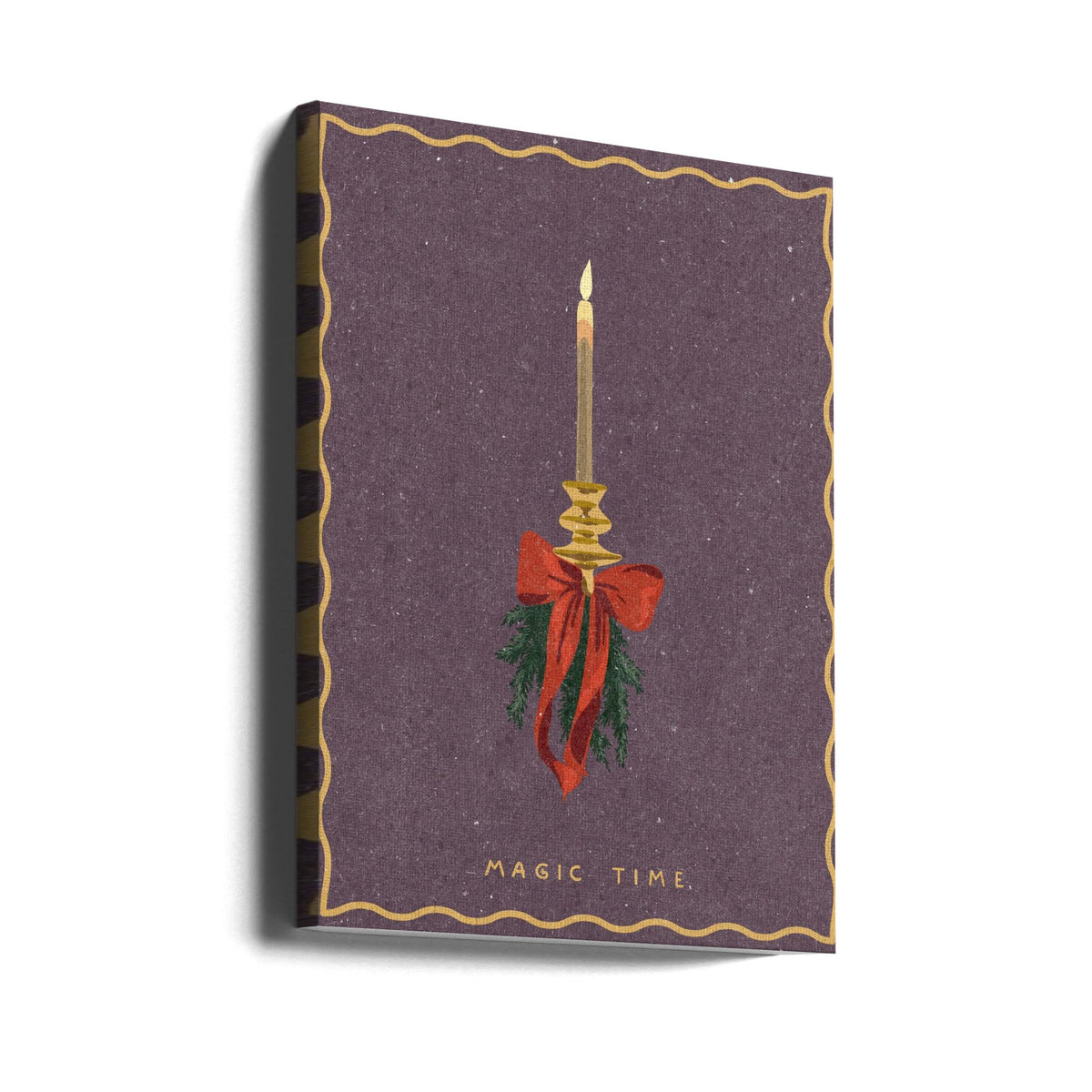 Wall art Candle with bow and spruce sprigs Canvas Print
