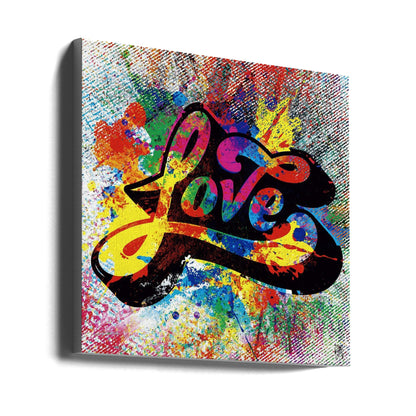 Multicoloured Love Typography Splash Art Canvas Wall Art