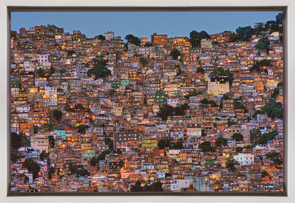 Rocinha Hillside at Nightfall Canvas Wall Art | Nightfall in the Favela da Rocinha
