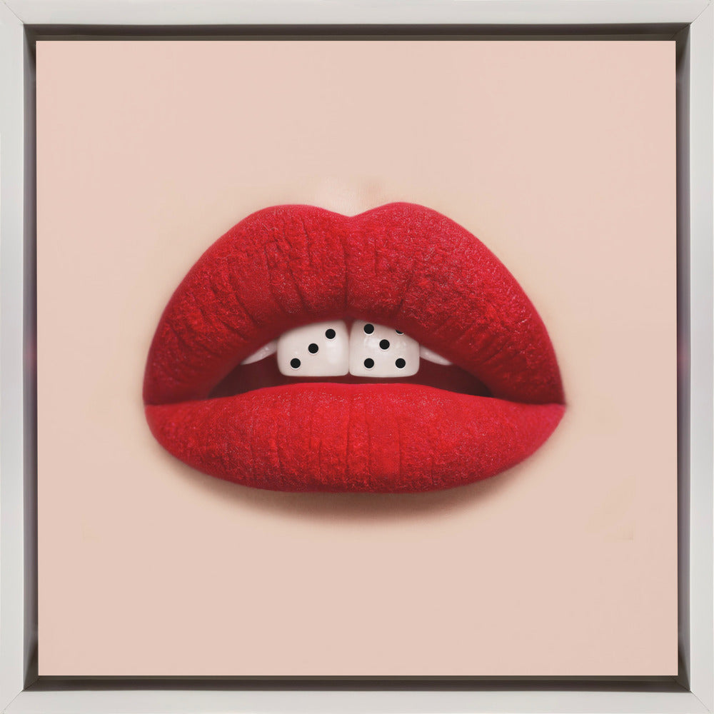 Red Lips and Dice Pop Art Canvas Wall Art | Lucky Smile