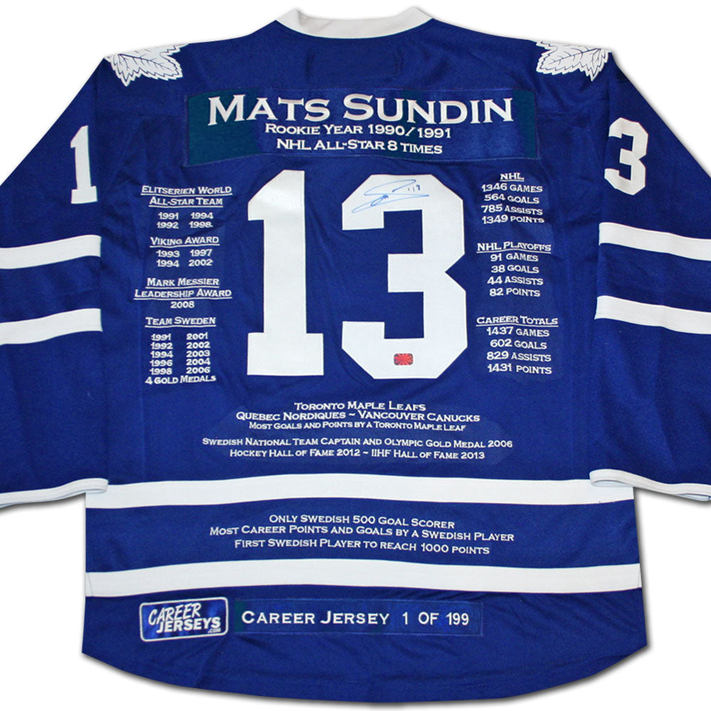 Mats Sundin Toronto Maple Leafs Career Jersey #1 of 199