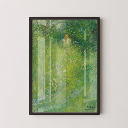Carl Larsson Print: Kersti in the Meadow, Green Fairytale Art