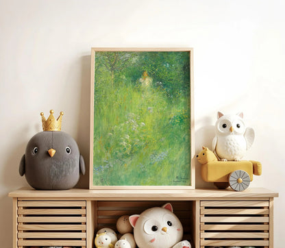 Carl Larsson Print: Kersti in the Meadow, Green Fairytale Art