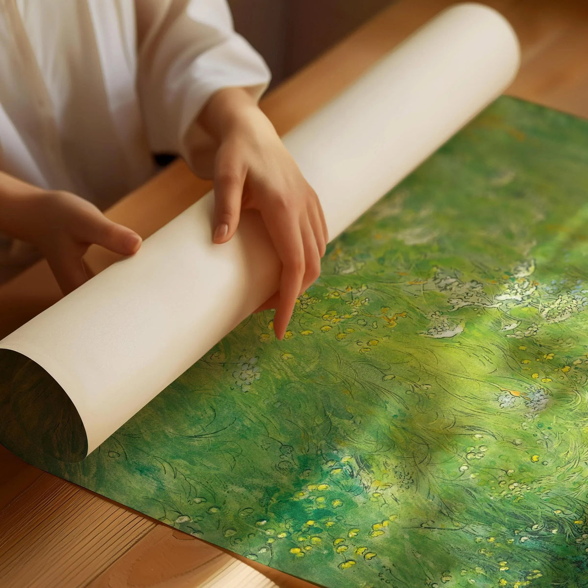 Carl Larsson Print: Kersti in the Meadow, Green Fairytale Art