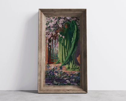 Impression Giclée L'Ange Vert de Carlos Schwabe : Art Symboliste, Option Encadrée