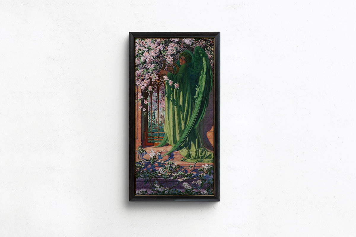 Impression Giclée L'Ange Vert de Carlos Schwabe : Art Symboliste, Option Encadrée