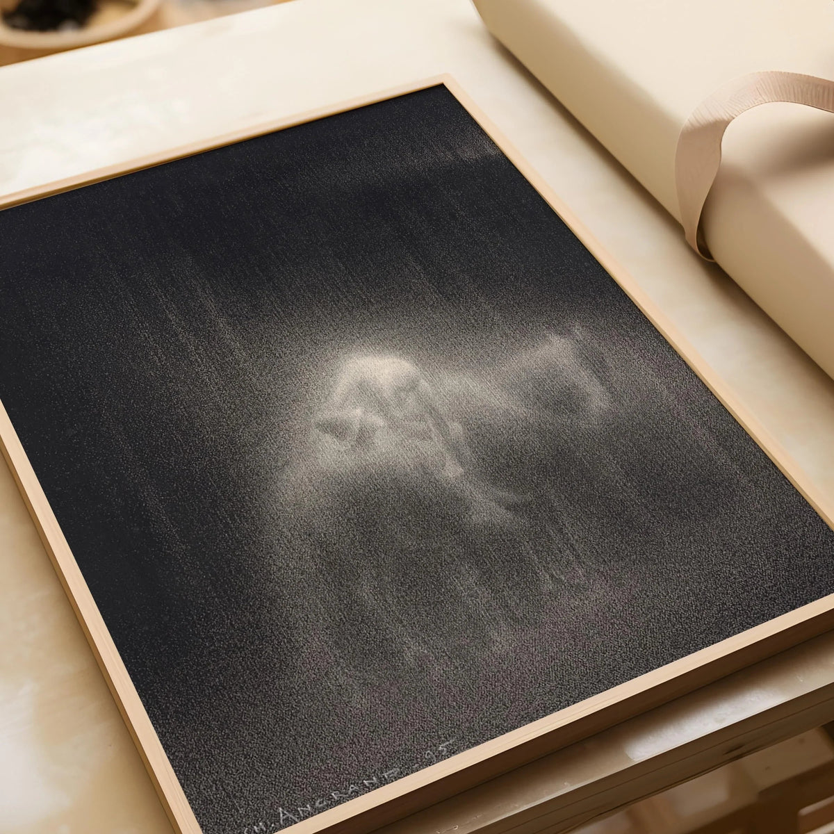 Charles Angrand - L'estampe d'art Le Bon Samaritain : Dessin au fusain onirique