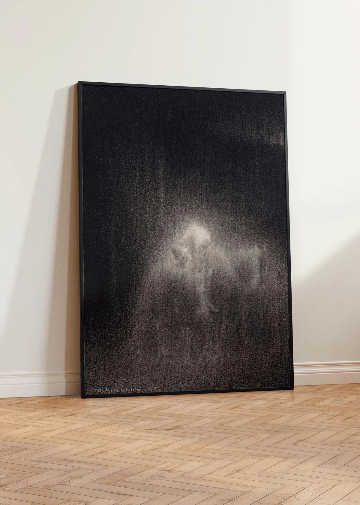Charles Angrand - L'estampe d'art Le Bon Samaritain : Dessin au fusain onirique