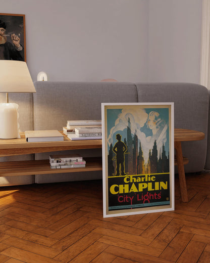 Charlie Chaplin - Les Lumières de la Ville (1931) | Affiche de film vintage (disponible encadrée à la main ou sans cadre)