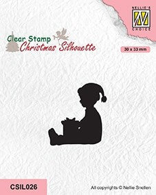 Nellie's Choice Tampon transparent Silhouette de Noël - Petit garçon a eu un cadeau