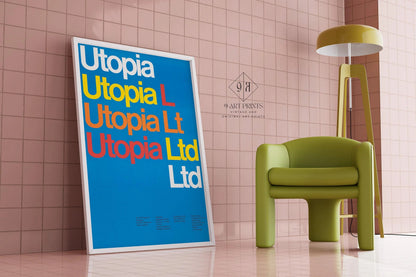 Dietmar Winkler Utopia Print : Typographie Minimaliste, Giclée d'Art