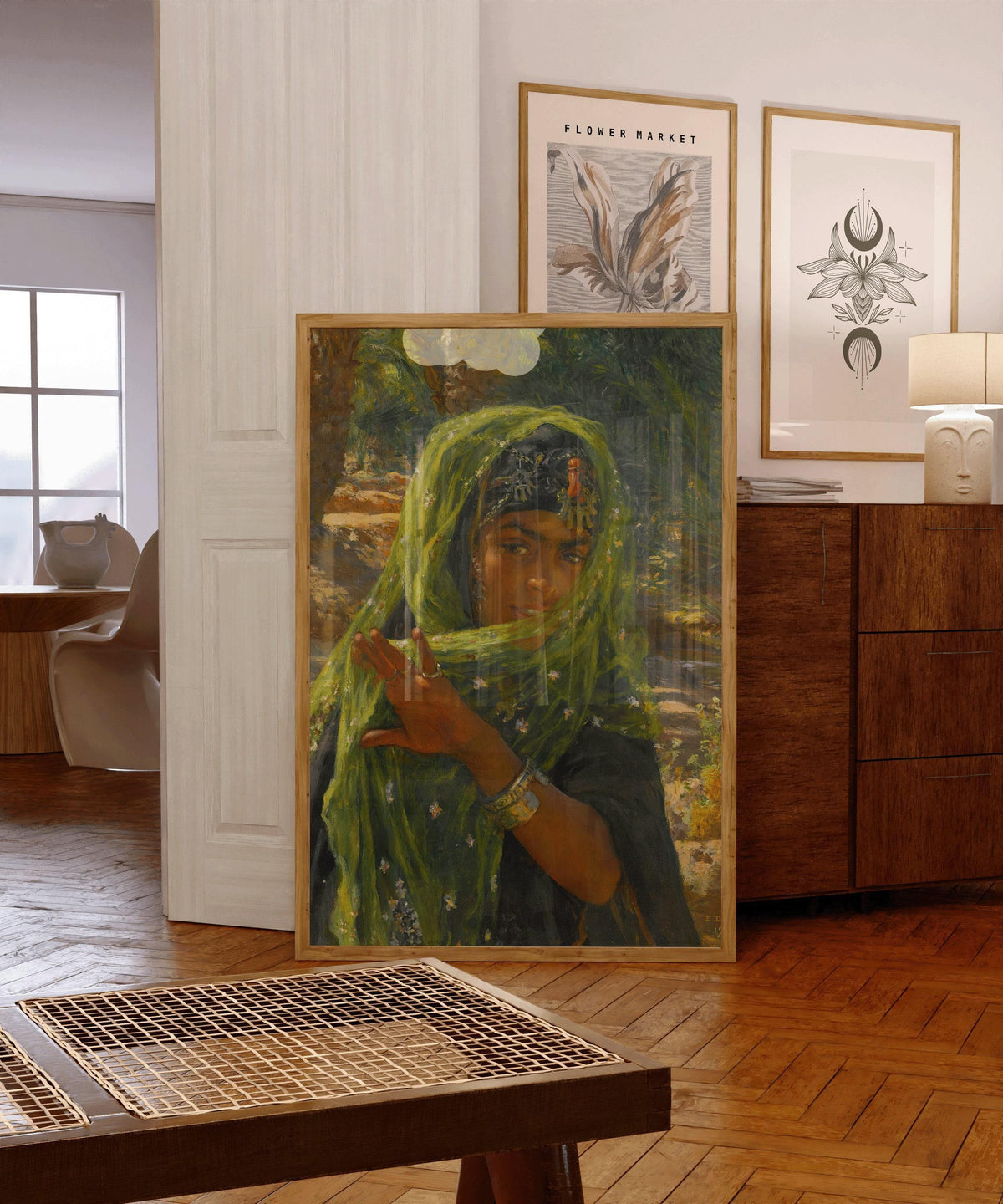 Dinet - The Girl in the Green Scarf | Famous Orientalist Art (available handframed or unframed)