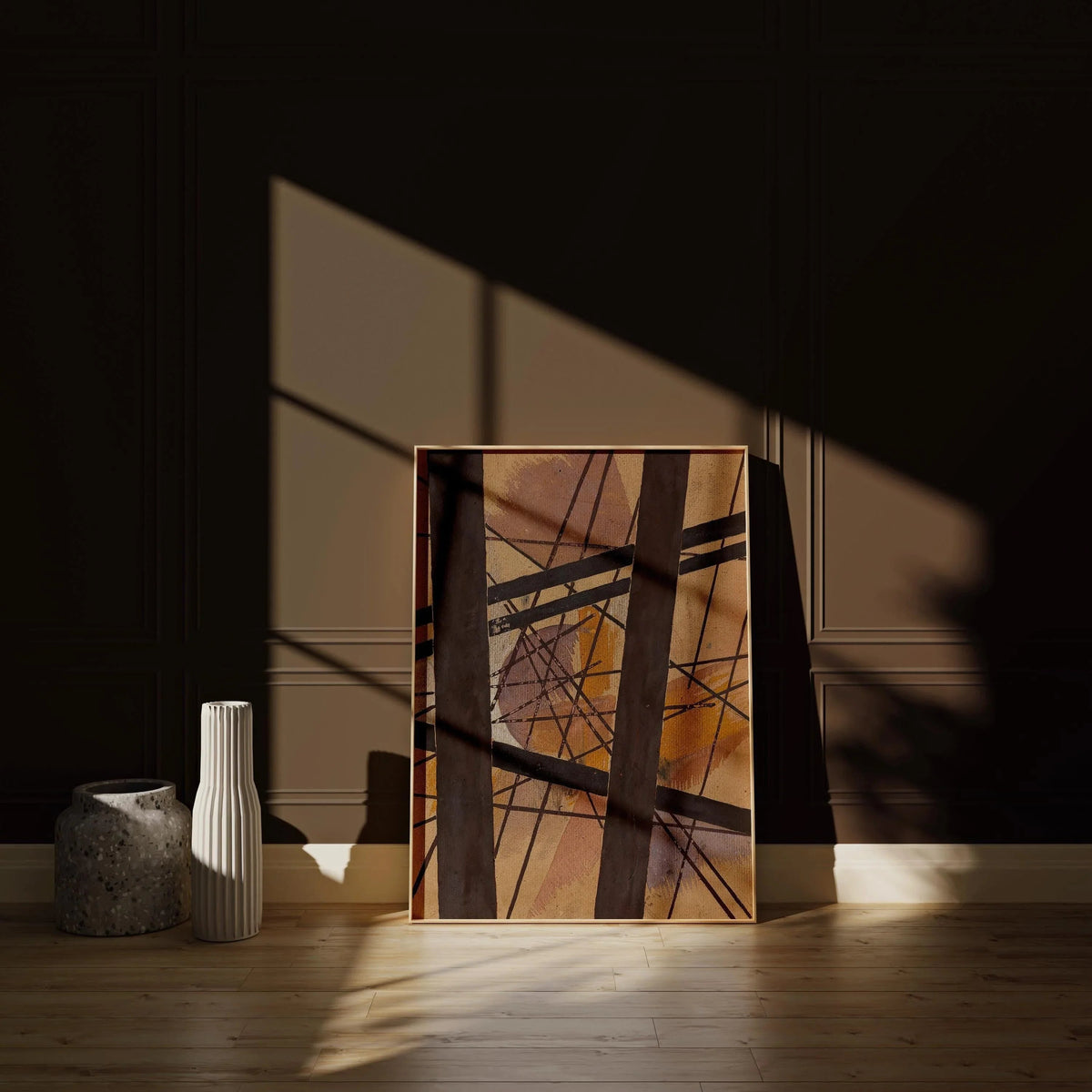 Lyubov Popova Abstract Art Print: Geometric Lines & Earthy Tones