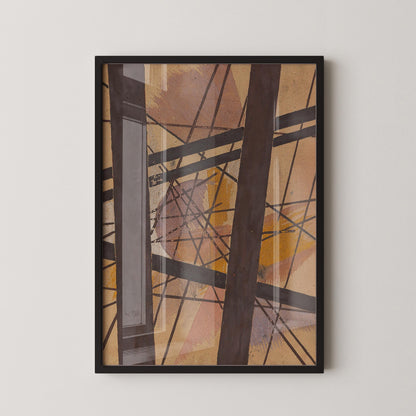 Lyubov Popova Abstract Art Print: Geometric Lines & Earthy Tones