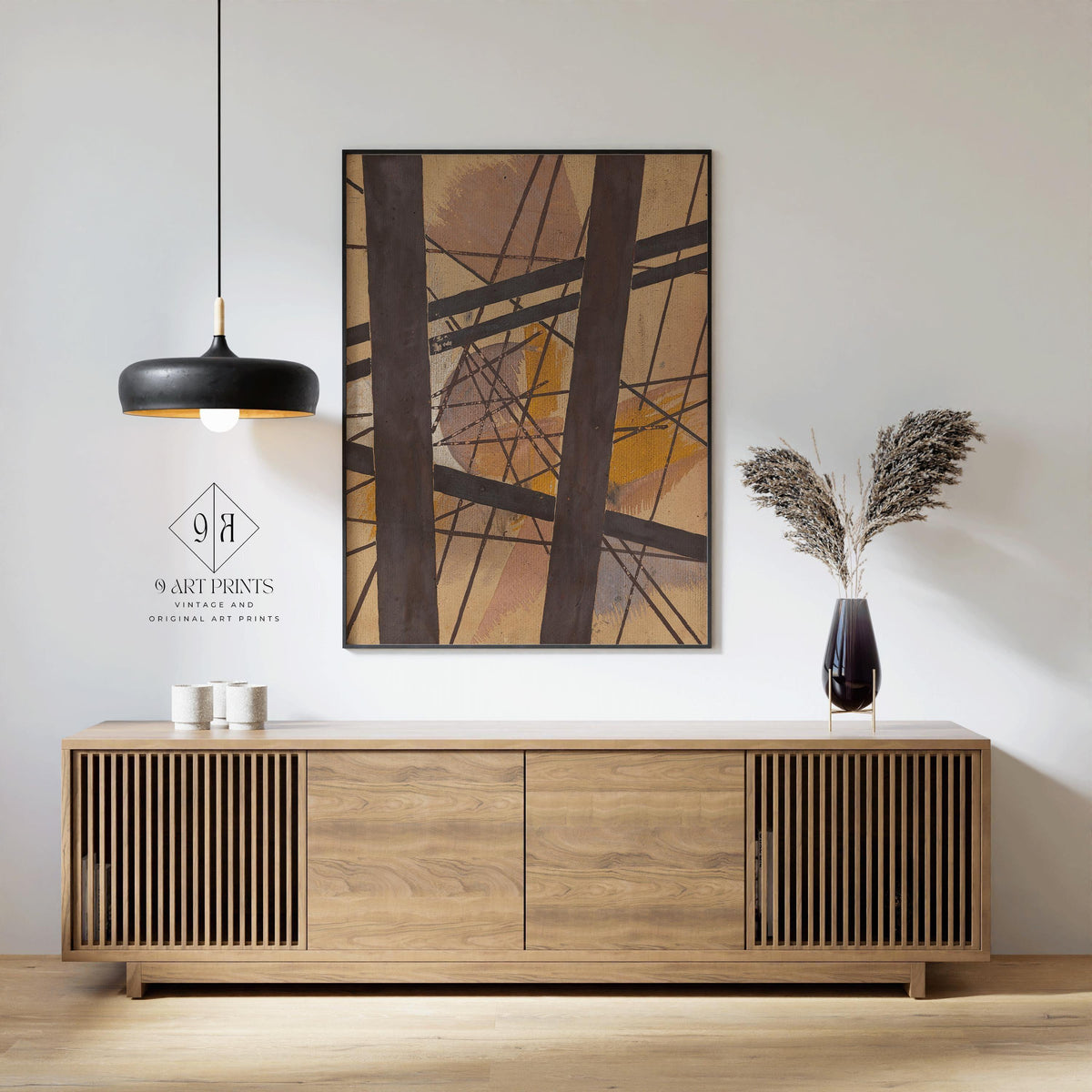 Lyubov Popova Abstract Art Print: Geometric Lines & Earthy Tones