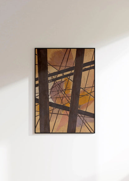 Lyubov Popova Abstract Art Print: Geometric Lines & Earthy Tones