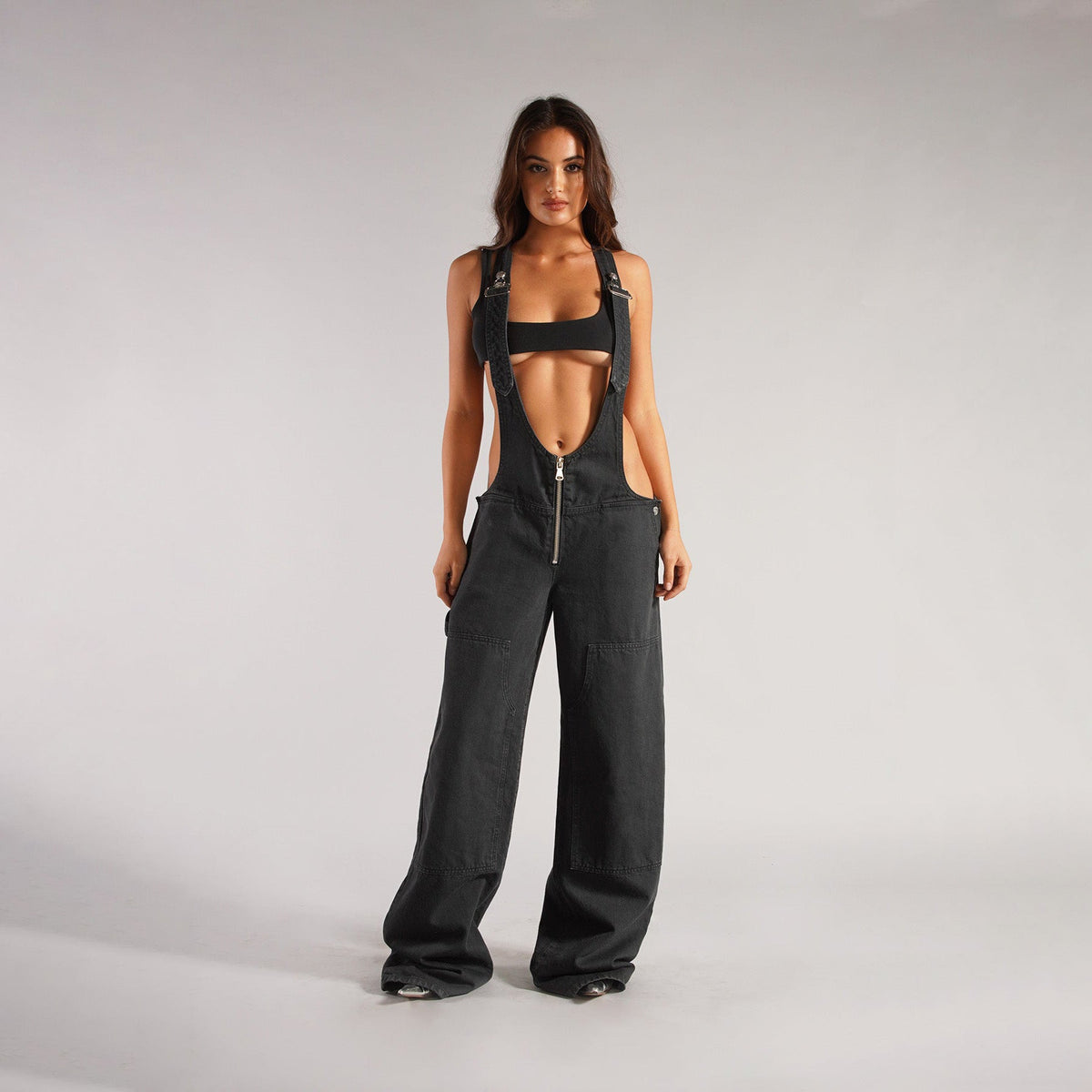 Women's Loose Fit Denim Jumpsuit – Y2K Wide Leg Suspender Overalls