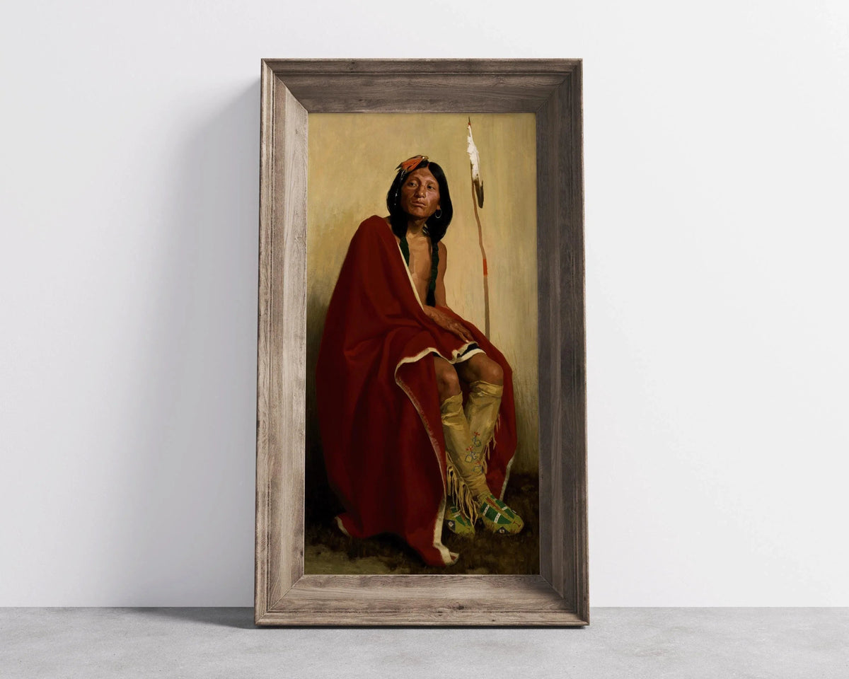 Eanger Irving Couse - Pied-d'Élan de la Tribu Taos - Art de portrait amérindien vintage