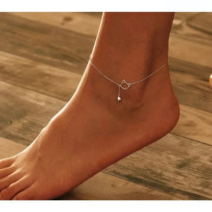 The Whimsical Cat & Bell 925 Sterling Silver Anklet