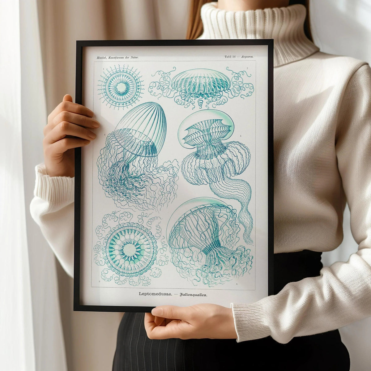 Gravure de méduse d'Ernst Haeckel : Art marin vintage