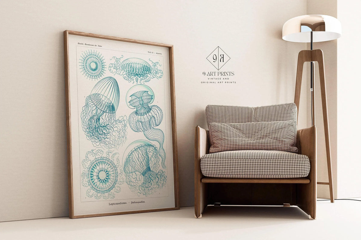 Gravure de méduse d'Ernst Haeckel : Art marin vintage