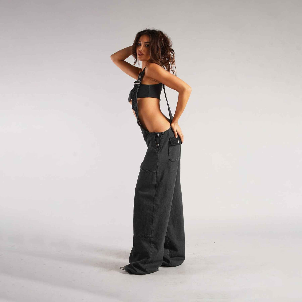 Women's Loose Fit Denim Jumpsuit – Y2K Wide Leg Suspender Overalls