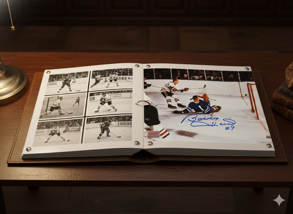 Bobby Hull Signed 8x12 Photograph with Johnny Bower